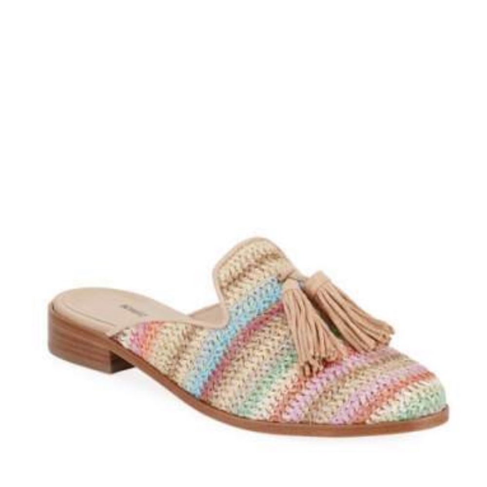Schutz Nairi Woven Raffia Tassel Mules